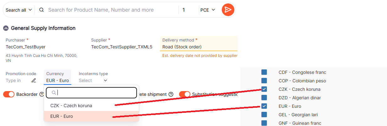 Supplier-supported currencies and their appearance to buyers