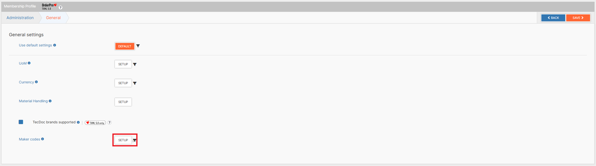 Use SETUP button to change supported Maker codes