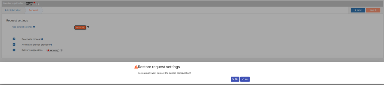 Reset General settings section to default