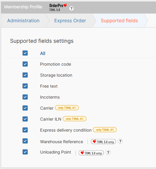 Supported additional fields