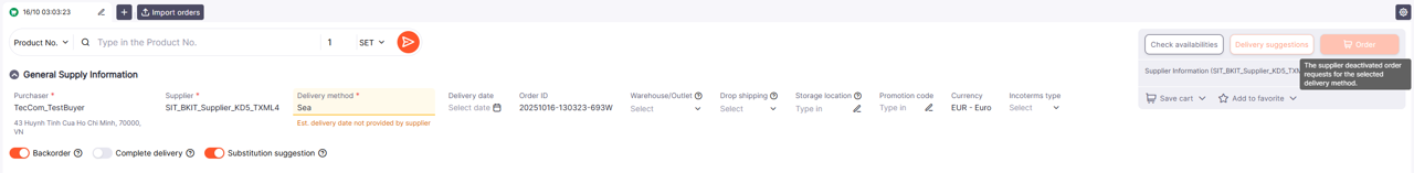 Deactivated stock order for Buyers
