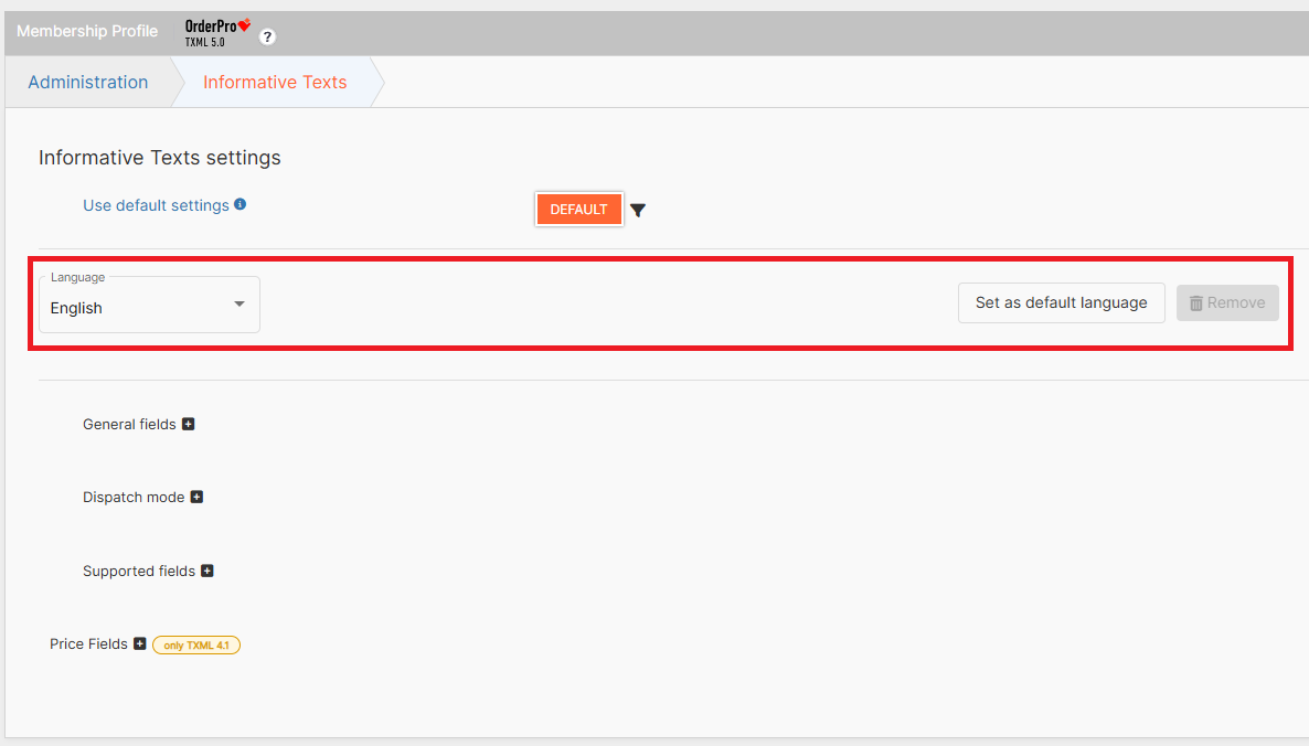 Default language selection