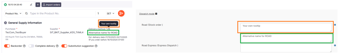 Alternative name and tooltip for dispatch mode