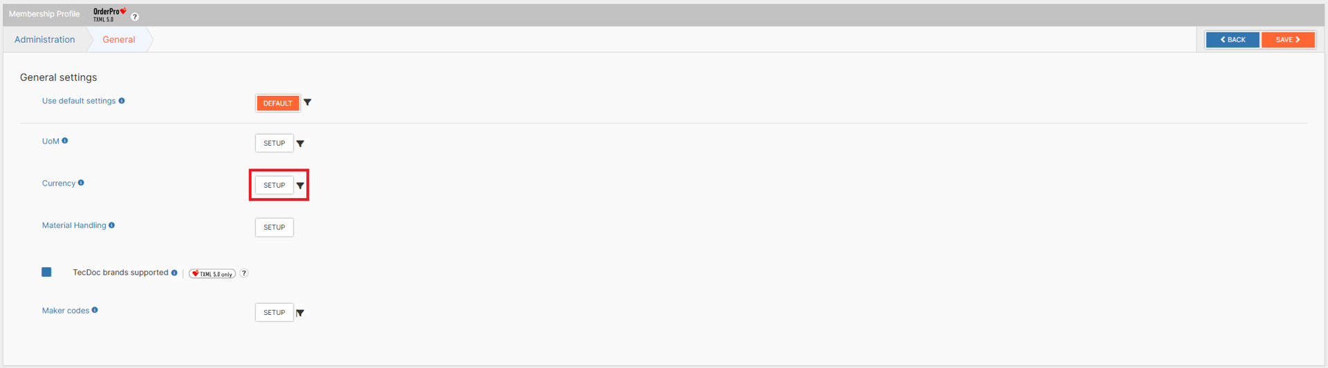 Use SETUP button to change supported currencies